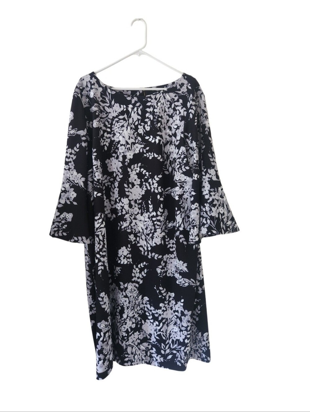 Calvin Klein Black & White Bell Sleeve Dress